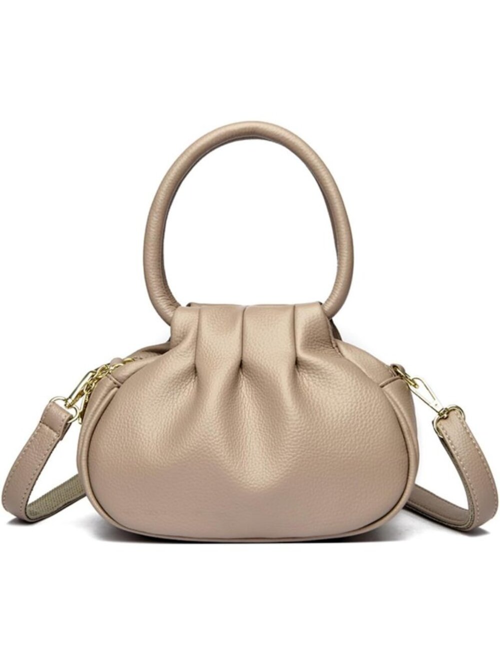 Women's Khaki PU Leather Slouchy Hobo Crescent Imported Crossbody Shoulder Bag